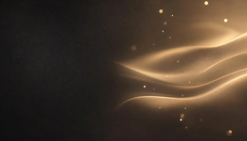 Ribbons of gold light drifting through darkness